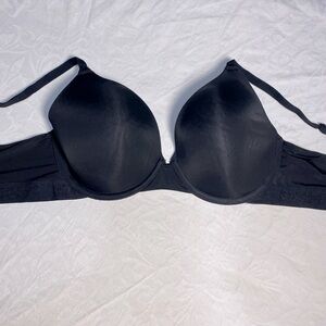 DKNY Logo Band Bra Black T-shirt Padded 36B Underwire Gently Used EUC